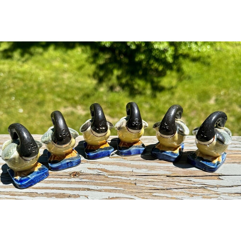 Lot of 6 Vintage Occupied Japan Duck Salt Pepper Shakers Ceramic Hand Painted